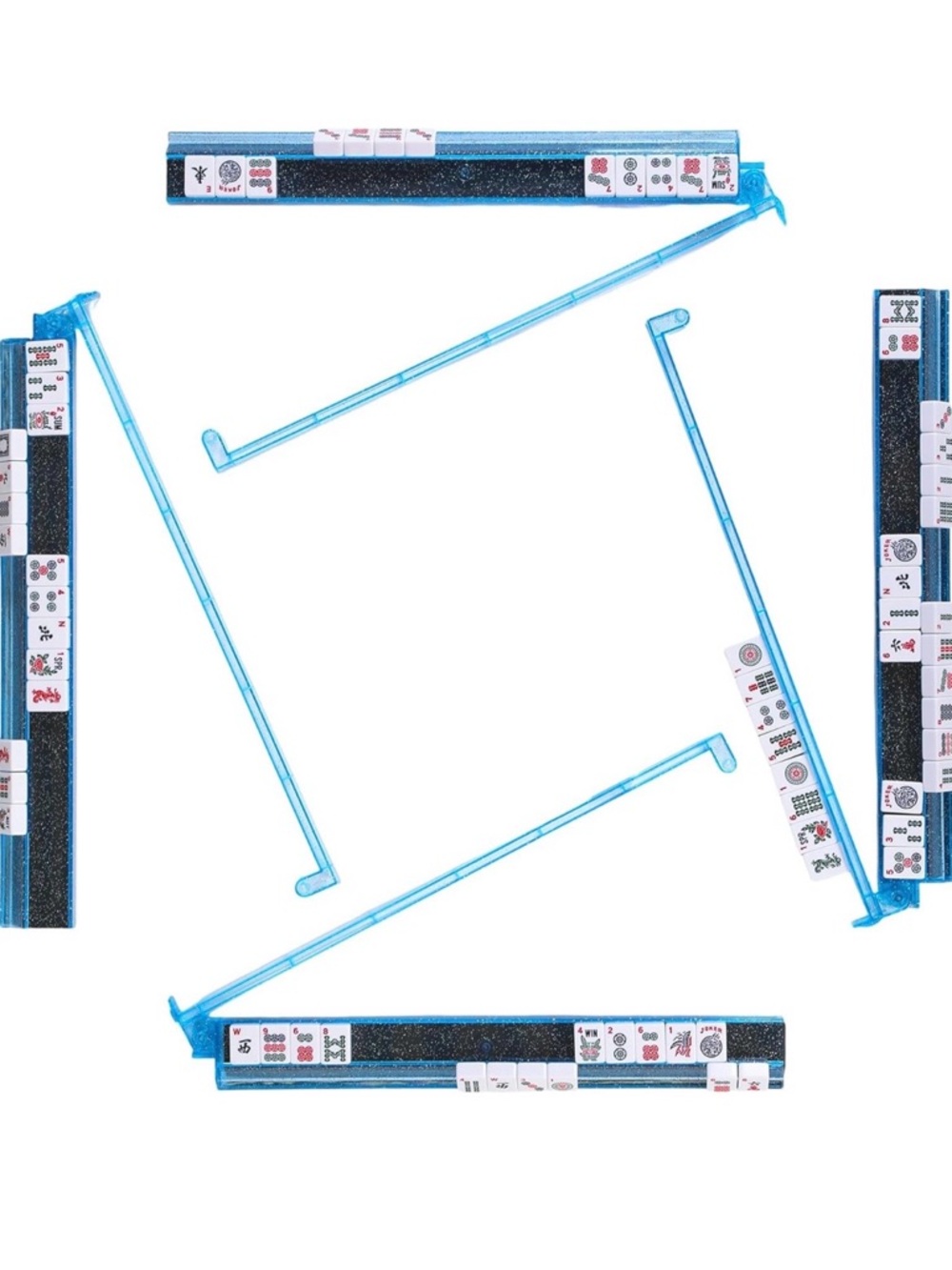 New non slip Mahjong Tile Racks / pushers Blue - Set of 4 non-slip w storage bag